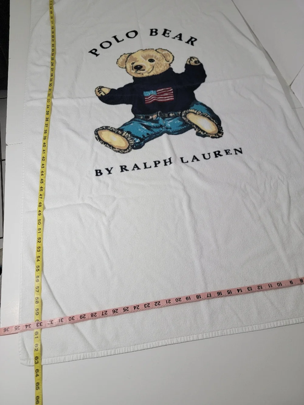 Ralph Lauren White Polo Bear Graphic Extra Large Towel